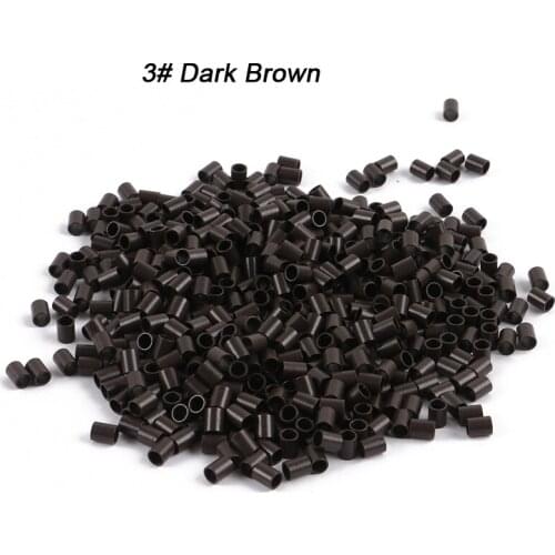 1000pcs/bottle, 3.6 x 2.9 x 4.5mm) XUCHANG HARMONY Dark Brown Euro Micro Links For Hair Extensions Flat Copper Rings Tubes