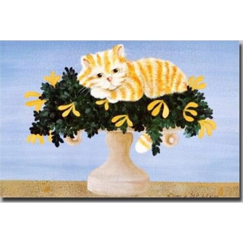 5D Diamond Painting Full Square Drill Orange cat Cross Stitch Home Decoration Unfinished Diamond Embroidery Not folding canvas