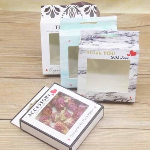Accessory your favorite item gift box packaging 20/50pcs brown/white Thank You marbling wedding party candy /cookies window box