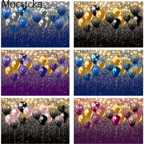 Glitter Shiny Dots Birthday Backdrop Birthday Party Balloons Photocall Photo Booth Backdrop Studio Yellow Light Adult Women Prop
