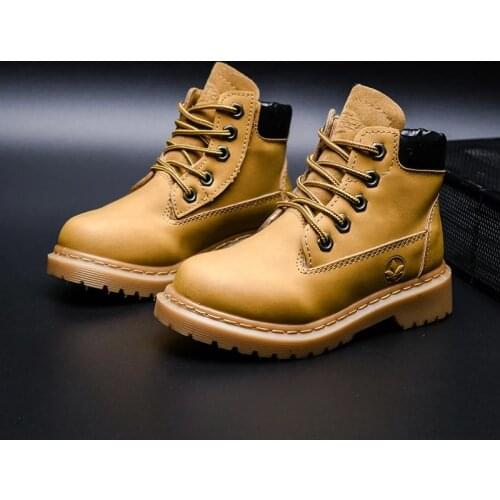 Kikids Kids Boots Waterproof Classic Ankle Boots Children Leather Warm Thicken Boots Boys Outdoor Winter Anti Slip Casual Shoes