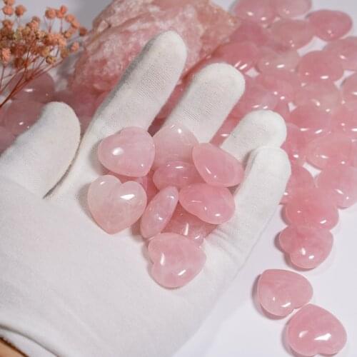 8pcs/lot Heart Beads No Hole Rose Crystal Stone Charms Love 25mm Natural For Jewelry Making