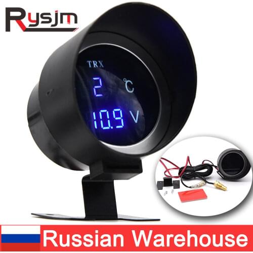 12V/24V LCD Digital Water Temp Gauge + voltmeter for car Meter with 10mm water temperature Sensor motorcycle instrument from RU