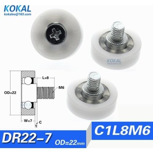 [DR22C1L8]Free Shipiing 10pcs nonstandard M6 screws plastic ball bearing roller wheel bill sorting machine drawer pulley 22mm