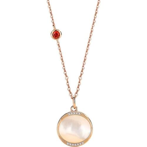 BAC42 Round Pendant Necklace 925 Sterling Silver Rose Gold Clavicle Chain Light Luxury Temperament Pendant