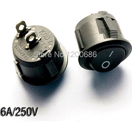 Round type switch KCD1 105 Black 2 foot 2 files Rocker switch 10A / 125V 6A / 250V