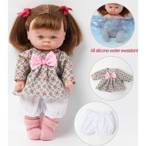 8 inch newborn baby Doll 20.5 CM Realistic bebe reborn Doll full body waterproof silicone long hair cute mini Boneca Toys kids