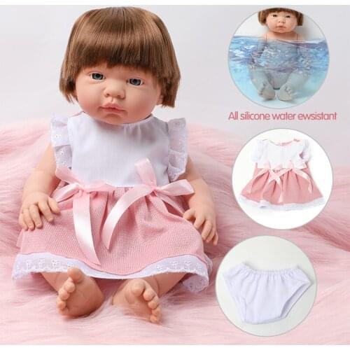 16 inch bebe reborn Doll Full body soft silicone 41CM Realistic waterproof newborn baby Doll dress For Bath Boneca Toys kids