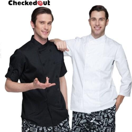 Mens Chef Uniform Western Restaurant Hotel Chef Jacket Stand Collar Double Buttons Serving Kitchen Wear Cookers Uniform B-6250