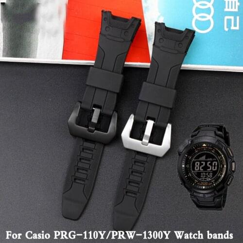 Men Bracelet Watchband For Casio PRG-110Y/PRW-1300Y Watch bands Black Silicone Rubber watch Strap