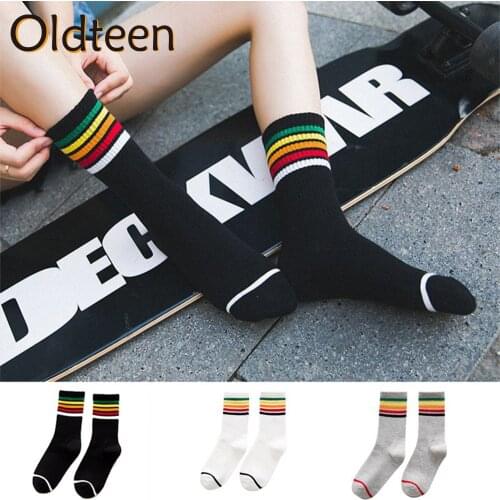 New Fashion Harajuku Street Design Women Socks Art Happy Hip Hop Sock Street Rainbow Striped Socks Women For Gift Dropshipping