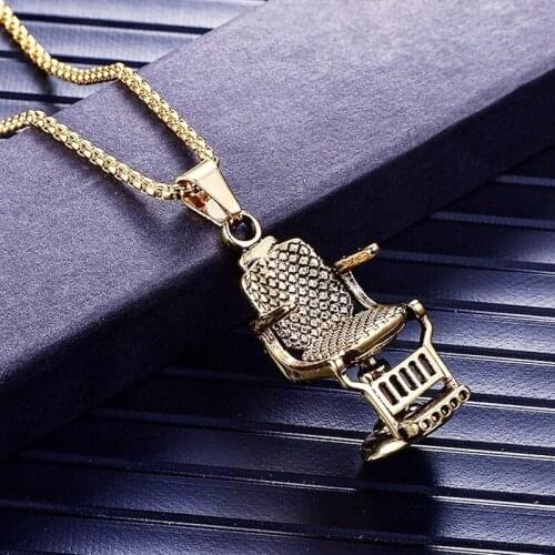 New Retro Chair Shape Pendant Necklace Mens Womens Necklace Fashion Metal Sliding Chair Pendant Accessories Party Jewelry