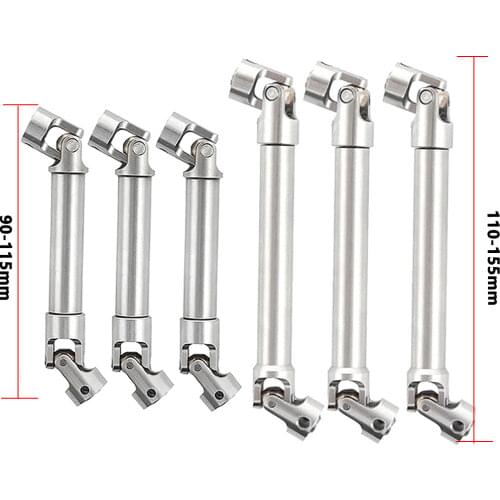 SAINLOER Stainless Stee 2Pcs 90-115mm 110-155mm CVD Universal Joint Drive Shaft for 1/10 RC Rock Crawler Car Axial SCX10 D90