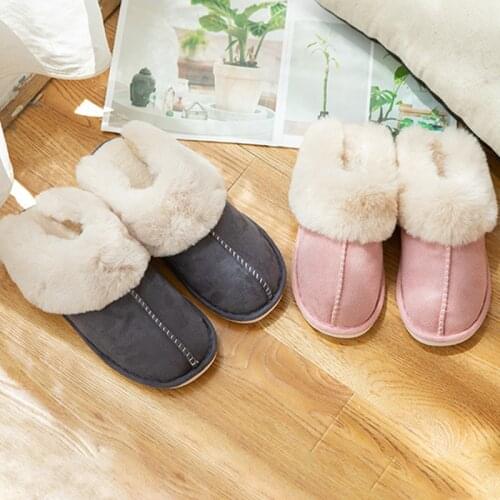 Couple Winter Cotton Shoes Women Autumn Home Non-slip Warm Shoes Solid Color Soft Slipper Men Comfortable Indoor Slipper