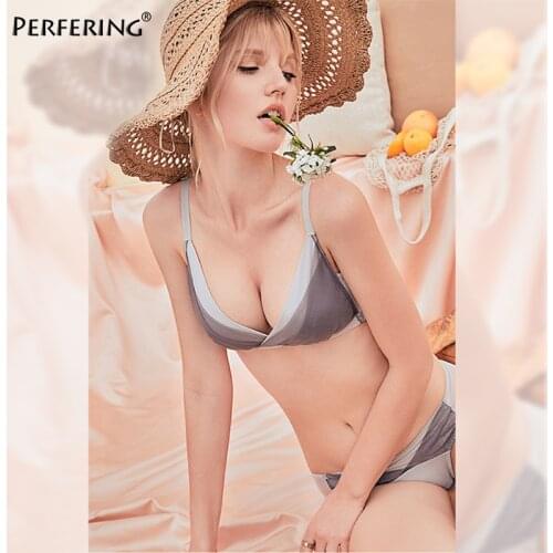 Perfering New Wire Free Push up Bra Set Fashion Sexy Ladies Bras Panties Bralette Female Underwear French A B Cup Comfortable