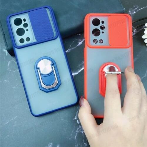 Magnetic Ring Stand Phone Case For Oneplus 9 Pro Nord Slide Camera Lens Protective Cover For One Plus 8T Frosted Shockproof Case