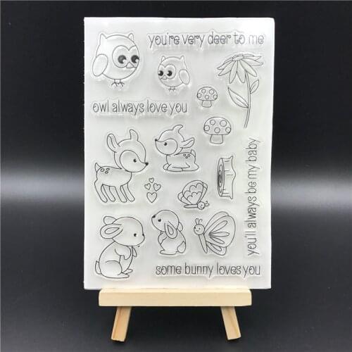 Bunny deer owl Transparent Clear Silicone Stamp/Seal for DIY scrapbooking/photo album Decorative clear stamp sheets A702