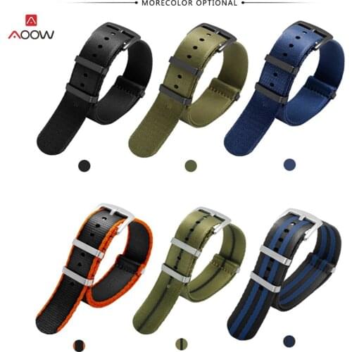 20mm 22mm Seat Belt Nylon NATO Strap Military Watch Band Replacement Watch Straps for Omega James Bond 007 Black Silver Buckle