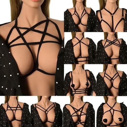 SexyTop Punk Pentagram Sword Belt Ladies Women Body Harness Bra Chest Bondage Erotic Lingerie Bra Gothic Garter Suspenders Style