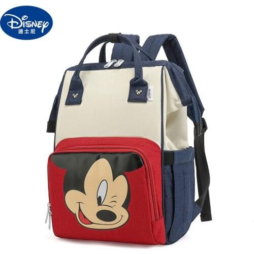 Disney Canvas Diaper Maternity Nappy Backpack Large Capacity Nursing Travel Backpack Double Shoulder Versatile Mommy Cartoon Bag