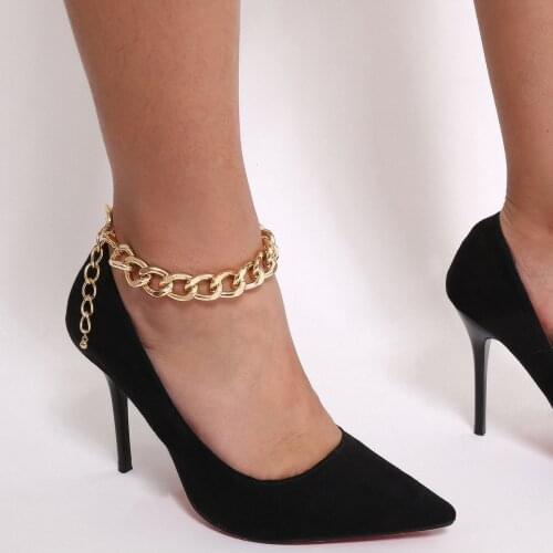 Youvanic Punk Gold Thick Anklet Cuban Link Chain Anklets For Women Sexy Chunky Ankle Bracelet Leg Chain Beach Foot Jewelry 0596