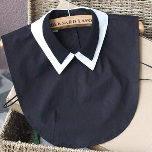 Peter Pan false Black fungus wild Bow-knot black white chiffon fake Original chiffon black folding retro floral Shirt Collar