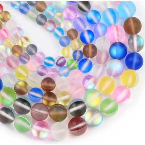 YHBZRET colorful Natural stone Matte Austria Crystal Labradorite 6/8/10MM Round Loose beads for Jewelry making bracelets DIY