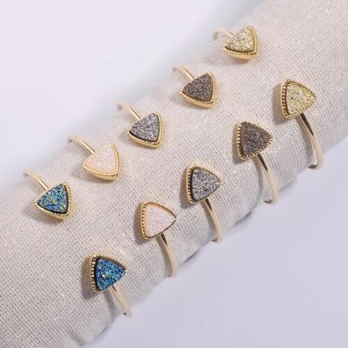 ZWPON 2020 New Gold Triangle Resin Druzy Adjustable Bangles Bracelets for Women Famous Designer Jewelry Luxury Fashion Bracelets