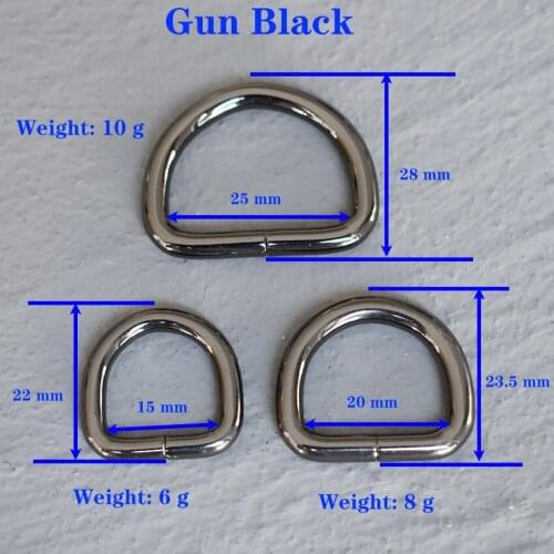 1 Pcs 15/20/25mm Gun Black Metal D Ring DIY Bag Dog Collar Leash Belt Sewing Knapsack Garment Pursestraps Clip Clasp