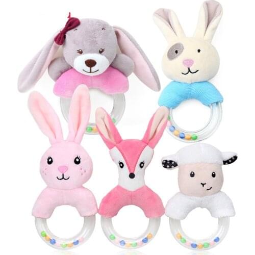 1PCS 0-12 months Baby Cute Rattle Toys Sheep Plush Baby Cartoon Bed Toys baby Educational rattle Toy Hand Bells