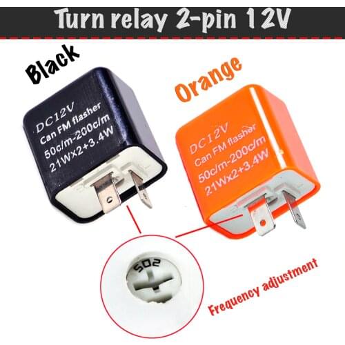Turn signal relays for LED lamps 2-pin 12 V with blinking frequency adjustment, universal turn signal relay