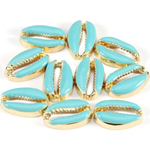 10pcs/lot 20*13mm 8Color Drop Oil Enamel Plated Natural Shell Gold for Handmade Sea Shells DIY Jewelery Making Home Decor Craft