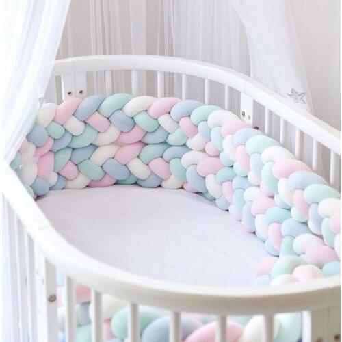 1M/1.5MBaby Bumper Bed Braid Four shares Knot Pillow Cushion Bumper for Infant Bebe Crib Protector Cot Bumper Room Decor