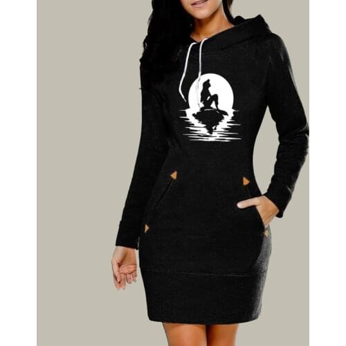 2019 Mermaid Princess Fashion Women Print Hoodie Top Female Street Clothing