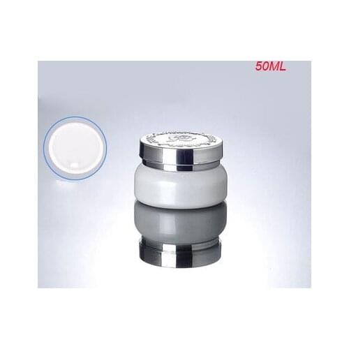 500pcs NEW 50G white glass cream jar with silver lid cosmetic container cream jar Cosmetic Jar Cosmetic Packaging glass bottle