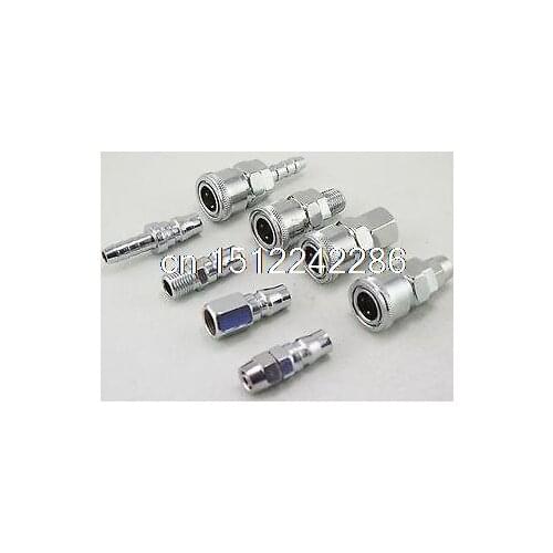 8PCS 1/4" Pneumatic Air Compressor Hose Quick Coupler Plug Socket Connector Set