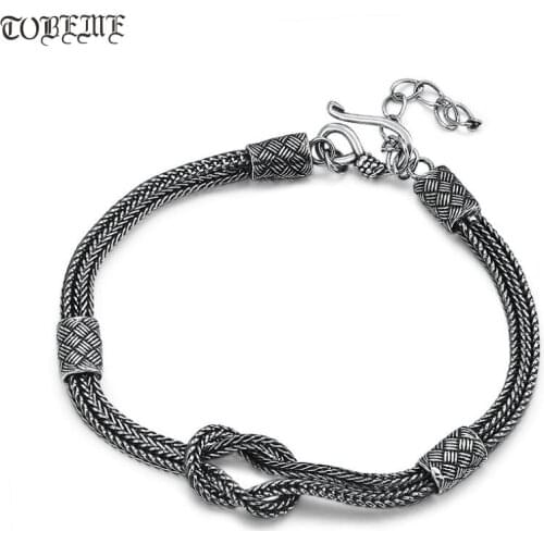 Handcrafted 100% 925 Silver Chain Bracelet Vintage 925 Sterling Braided Bracelet Thai Silver Women Bracelet