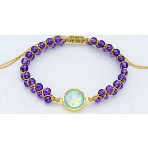 Rounded Opal Bracelet Amethyst Friendship Heal Bracelet Handmade Bracelet Gifts for Lover