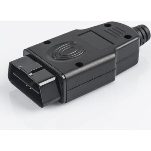 Black OBD2 Connector J1962m Plug with Enclosure and Cable Relief 16pin Male Connector