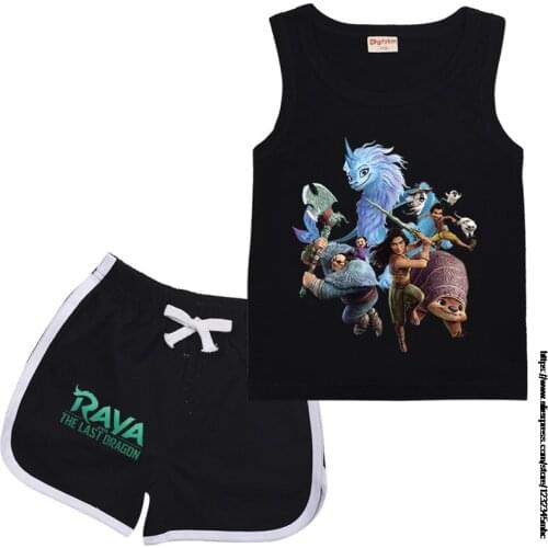 Raya and The Last Dragon Childrens Vest Suit Cartoon kids Clothes Childrens Shorts Pajamas set Girls Sleepwear Summer Pajamas