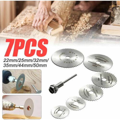 7Pcs 22/32/50 HSS Circular Saw Blade Rotary Tool For Dremel Metal Cutter Power Tool Set Wood Cutting Discs Drill Mandrel Cutoff