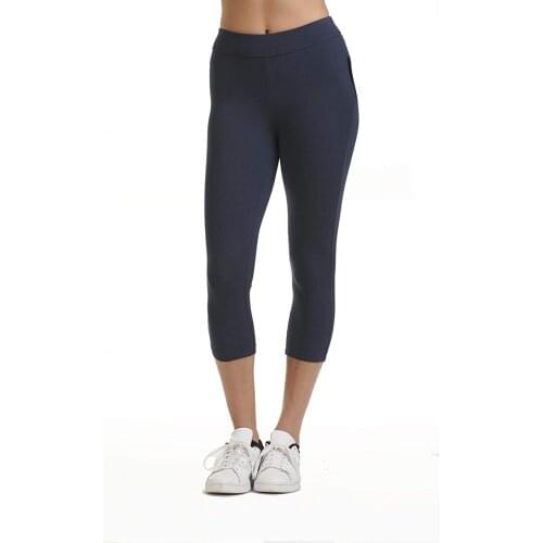 Women Solid Cycling Pants Running Fitting Sweating Elastic Waist Trainer Control Fitness Leggings Cropped Pants #P2