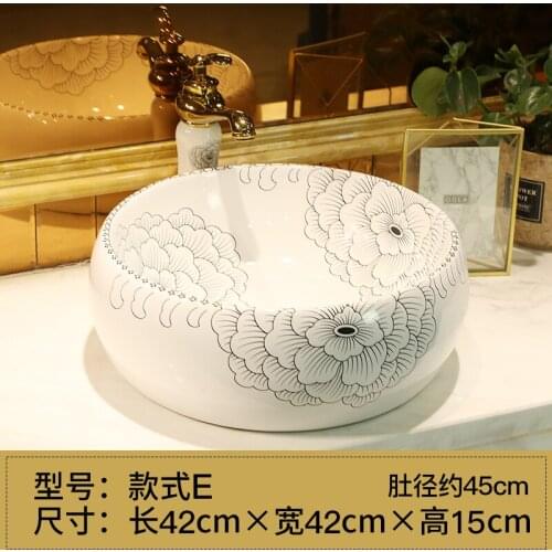 Jingdezhen factory directly art hand painted ceramic patterned ceramic wash basin bathroom sink