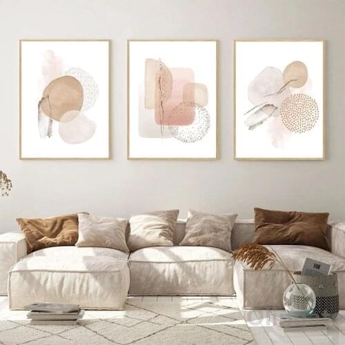 Nordic Geometric Canvas Painting Boho Poster and Print Wall Art Pictures Modern Abstract Beige Pink Painting Decoration Gift