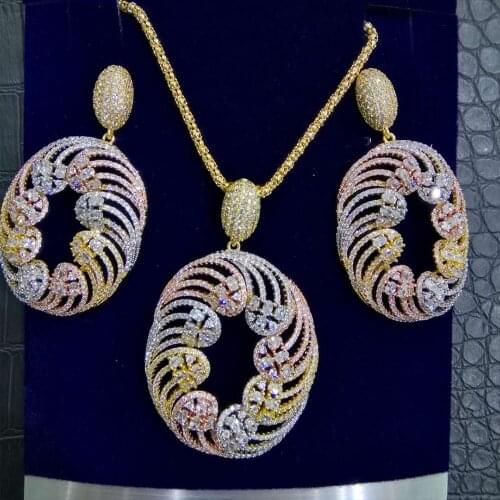 GODKI Big Fashion Luxury Geometric Statement Jewelry Set For Women Wedding Party Full Zircon Dubai Bridal jewelry Set 2021