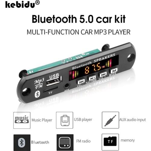 Handsfree Bluetooth 5.0 MP3 Player Decoder Board 5V 12V 18V Car FM Radio Module Support FM TF USB AUX Recorders 6W 50W Amplifier