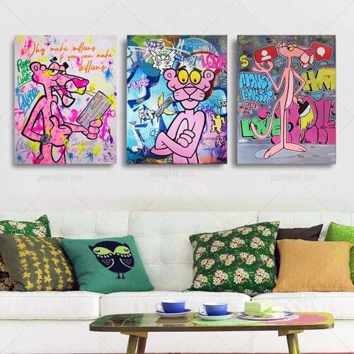 Disney Pink Panther Canvas Painting Cartoon Anime Disney Pink Panther Canvas Poster Home Decor Kids Gift Living Room Decoration