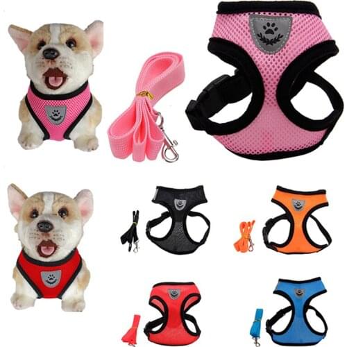 Breathable Small Dog Pet Harness And Leash Set Puppy Cat Vest Harness Collar For Chihuahua Pug Bulldog Cat Arnes Perro
