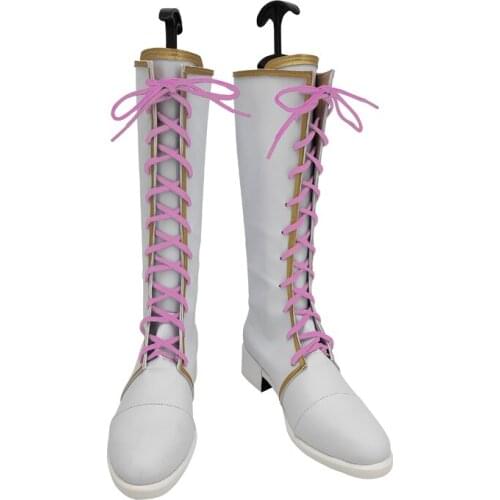 CosplayLove BanG Dream! Pastel*Palettes Maruyama Aya White Red Cosplay Shoes Long Boots Leather Custom Made