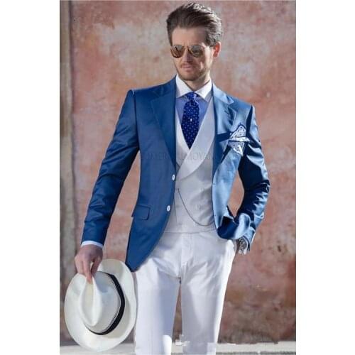 Handsome Groomsmen Notch Lapel Groom Tuxedos Mens Wedding Dress Man Jacket Blazer Prom Dinner (Jacket+Pants+Tie+Vest) A179